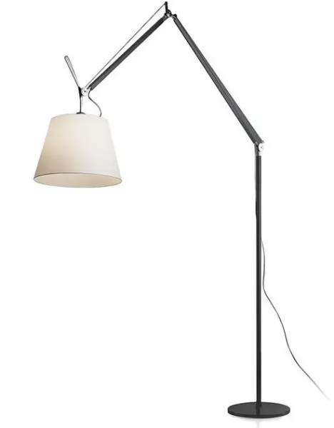Artemide Tolomeo Mega Stehleuchte Schwarzer Körper 32 cm Pergamentschirm mit Lichtdimmer