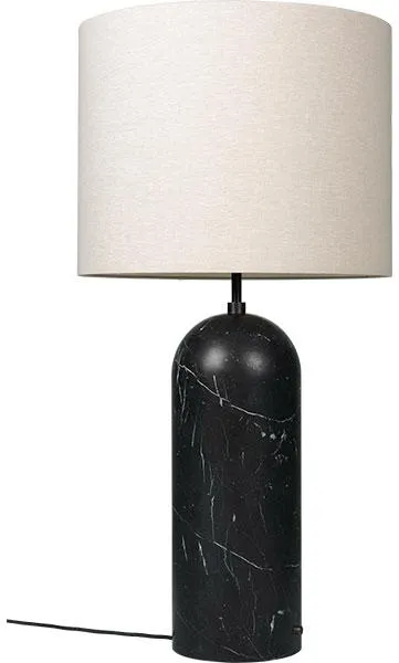 GUBI Gravity Stehlampe Schwarzer Marmor und Leinwandschirm XL Niedrig