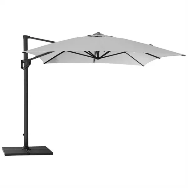 Cane-Line Hyde Luxe Sonnenschirm inkl. Fuß - 3x4 m - Aluminium mit hellgrauer Bespannung