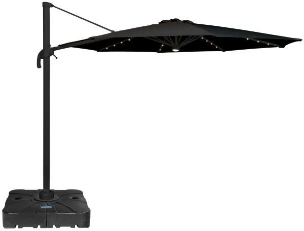 Roma Sonnenschirm 360-Grad-Rotation LED schwarz 3m